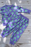 Western mint smile face long sleeve sweatshirt & pant girls boutique set XCH04079