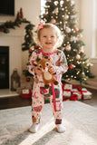 Merry Christmas printed long sleeve baby girls boutique onesie XCH05005 8S7