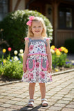 Floral printed sleeveless dress with grey dot pockets XCH0555-13 (A2S5)