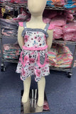 Floral printed sleeveless dress with grey dot pockets XCH0555-13 (A2S5)