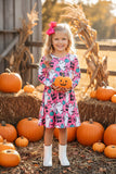 Halloween HEY BOO pink ghost & pumpkin girl's boutique dress XCH0555-21H 10S4