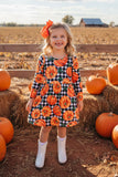 Halloween pumpkin & checkered girls boutique dress XCH0555-24H 8S7