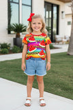 Western watermelon & leopard short sleeve girls boutique top XCH0660-4H A16S3