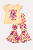 Western Let's go girls & disco ball top pant girls boutique set XCH0666-19H (A5S8)