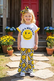 Casual trendy top & bell bottom girls boutique sets XCH0666-23H (A6S6)