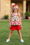 Green & red watermelon ruffle girls boutique set XCH0666-3H A11S1/CLE