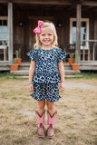 Western leopard tops & ruffle shorts girlsboutique sets XCH0666-4H (A4S1)