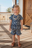 Western leopard tops & ruffle shorts girlsboutique sets XCH0666-4H (A4S1)