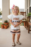 Western STAY WILD top leopard serape shorts girls boutique sets XCH0666-8H (A3S9)