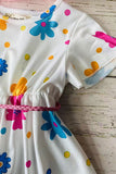 Summer girls dress suppliers Floral printed w/short sleeves and belt XCH07002