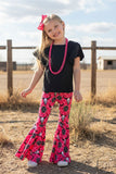 Western black top & bull skull pant girls boutique set XCH0777-18H A5S5