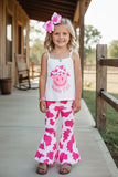 Western HOWDY YALL Pink cow girl's boutique set XCH0777-23H (A3S4)