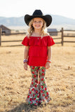 Western leopard & strawberry serape girls boutique set XCH0777-27H (A4S8)