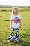 Western COW GIRL & daisies white top & pant girl's boutique set XCH0777-33H 6S7