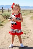 Western cow & white/black plaid girls boutique set XCH0777-34H (A3S1)