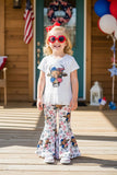 Shop Girls clothing wholesale Stars & patriotic cow printed girl 2pcs set XCH0777-37H A9S3