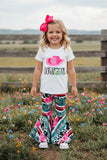 Western "COWGIRL" serape & cow print 2pc girls set XCH0777-38H (A5S9)