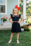 Black girl dress w/ruffle sleeves XCH0888-17H (A2S7)