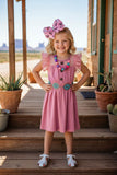 Blush pink girl dress w/ruffle sleeves XCH0888-18H (A2S7)