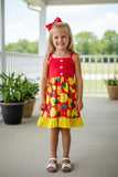 Trendy patchwork lemons girls boutique dress XCH0888-20H (A2S9)