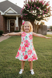 Trendy flotal print sleeveless girls boutique dress XCH0888-25H (A1S6)
