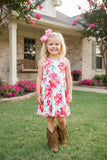 Trendy flotal print sleeveless girls boutique dress XCH0888-25H (A1S6)