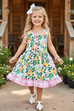 Chic fruits & floral printed sleeveless boutique girl dress XCH0888-7H (A1S5)