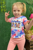 AMERICAN BABE 4th July short sleeve girls top XCH0899-7H A9S5