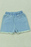 Mint horseshoe ruffle top & blue shorts 2pc girls sets DLH1108-16/XCH09001