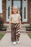 Western Brown leopard & zebra wide leg girls boutique pant XCH09015 A10S8