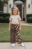 Western Brown leopard & zebra wide leg girls boutique pant XCH09015 A10S8
