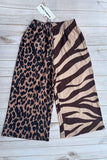 Western Brown leopard & zebra wide leg girls boutique pant XCH09015 A10S8