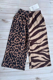 Western Brown leopard & zebra wide leg girls boutique pant XCH09015 A10S8