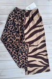 Western Brown leopard & zebra wide leg girls boutique pant XCH09015 A10S8