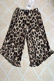 Western leopard ruffled high low girls boutique pant XCH09020