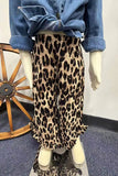 Western leopard ruffled high low girls boutique pant XCH09020