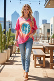 Western turquoise jewel side slits women's boutique top XCH10565 ES11
