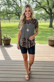 Western leopard & stripe short sleeve women's boutique top XCH11164 (DS9)