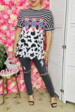Western womens top suppliers Stripes & Aztec and Cow prints w/short sleeve XCH11359 (FS8)