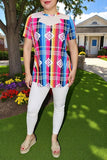 Western women t-shirt suppliers Serape/Aztec printed short sleeve top XCH11466 (DS7)