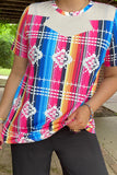 XCH11466 Serape/Aztec printed short sleeve top