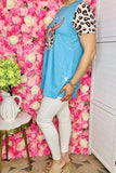 Western women's t-shirt wholesale bull skull turquoise short sleeve top XCH11970 (BS7