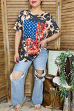 T-shirt wholesale 4th July Star multi color printed short sleeves women tops XCH11985