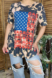T-shirt wholesale 4th July Star multi color printed short sleeves women tops XCH11985