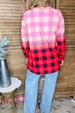 Christmas Buffalo plaid ombre long sleeve women top XCH12087 (BS5)