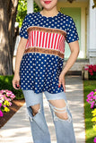 T-shirt wholesale USA Blue stars & paisley & stripes & short sleeve women top XCH12294