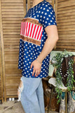 T-shirt wholesale USA Blue stars & paisley & stripes & short sleeve women top XCH12294