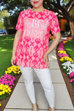 Wholesale THE LORD ONLY KNOWS Pink Aztec printed short sleeve t-shirt XCH12301 IS21