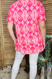 Wholesale THE LORD ONLY KNOWS Pink Aztec printed short sleeve t-shirt XCH12301 IS21