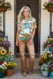 PERFECTLY IMPERFECT Animal & sunflower short sleeve women t-shirt XCH12387 (GS11)